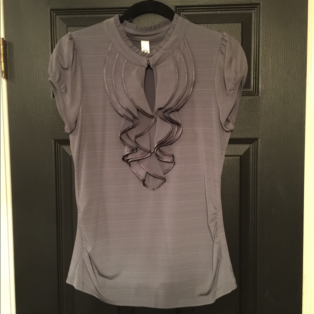 Grey ruffle shirt